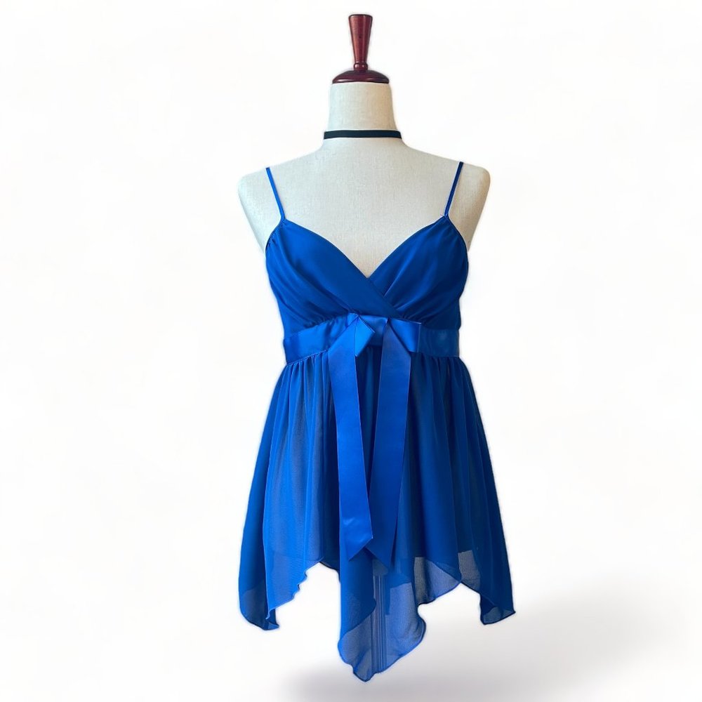 Fredericks of Hollywood Blue Babydoll Cami Lingerie Top Size L